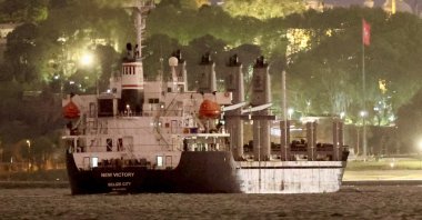 Belize-flagged bulker New Victory, carrying grain under the Black Sea Grain Initiative, transits Bosporus in Istanbul, Türkiye, May 12, 2023. (Reuters Photo)