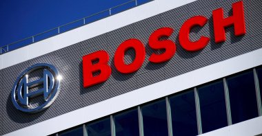 The Robert Bosch logo at the company's research and development center Campus Renningen during a guided media tour, Renningen, Germany, Sept. 30, 2015. (Reuters Photo)
