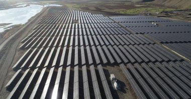 Solar panels at a hybrid solar power plant in the eastern province of Bingöl, Türkiye, Nov. 9, 2021. (AA Photo)