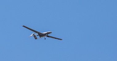 A Bayraktar TB2 unmanned combat aerial vehicle is seen during a demonstration flight at the Teknofest aerospace and technology festival in Baku, Azerbaijan, May 27, 2022. (Reuters Photo)
