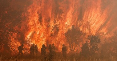 Firefighters operate at the site of a wildfire in Pumarejo de Tera near Zamora, northern Spain, June 18, 2022. (AFP Photo)