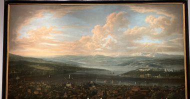 One of the 65 paintings by the painter Jean Baptiste Vanmour depicts Istanbul from the balcony of the Dutch Embassy in Istanbul, Rijksmuseum Amsterdam, the Netherlands, March 8, 2023. (AA Photo)