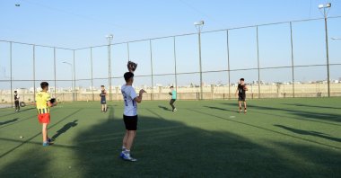 Kızıltepe Sports High School's baseball team trains after winning the Baseball Youth Türkiye Championship, Mardin, Türkiye, June 15, 2023. (DHA Photo)