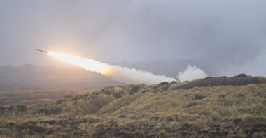 A view of the M142 HIMARS rocket (high mobility artillery rocket system) as Dynamic Front military exercise led by the United States takes place in a training area, in Oksbol, Denmark, March 30, 2023. (Reuters Photo)