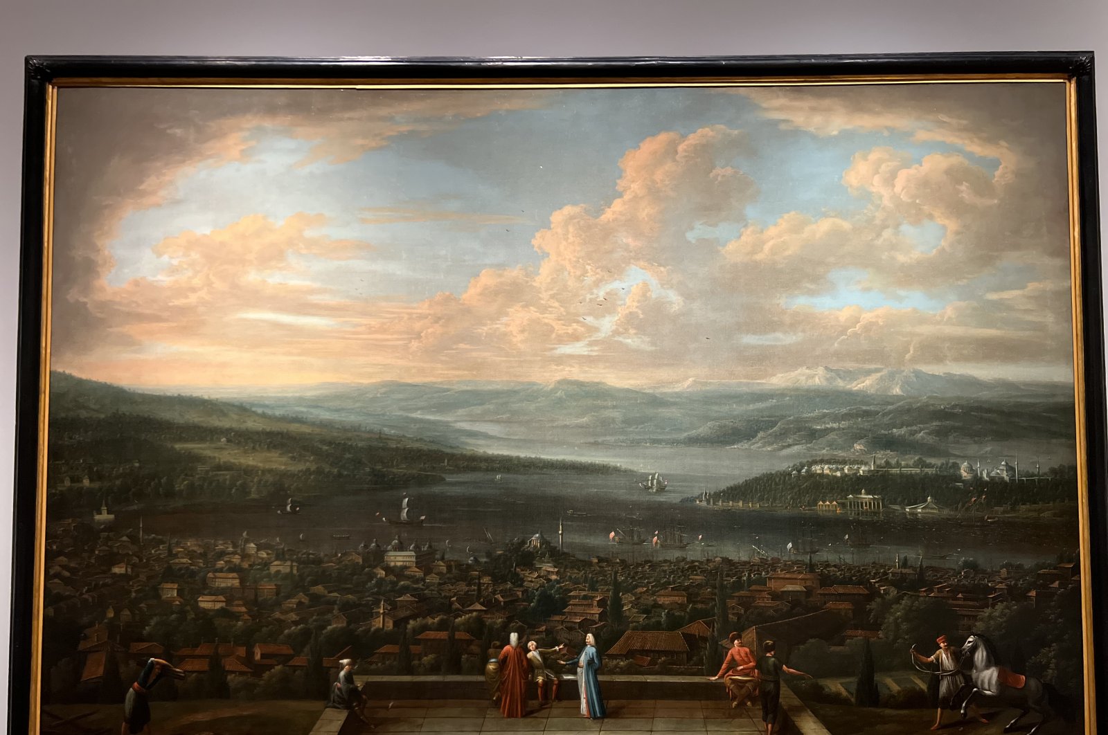 One of the 65 paintings by the painter Jean Baptiste Vanmour depicts Istanbul from the balcony of the Dutch Embassy in Istanbul, Rijksmuseum Amsterdam, the Netherlands, March 8, 2023. (AA Photo)