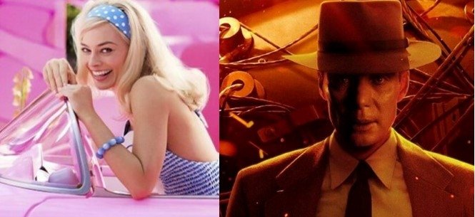 A photo combination from still shots shows two anticipated movies to hit the theaters on June 21, &quot;Barbie&quot; (L) and &quot;Oppenheimer.&quot; 