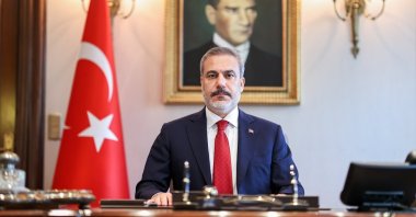 Foreign Minister Hakan Fidan at his office at the Foreign Ministry headquarters in Ankara, Türkiye, June 6, 2023. (DHA Photo)