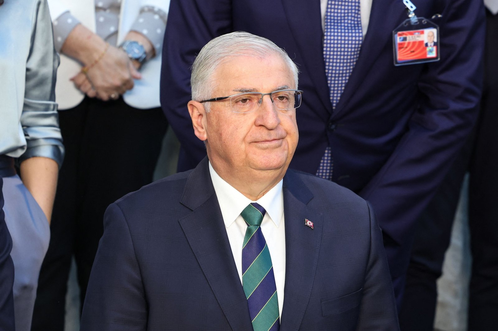 Defense Minister Yaşar Güler looks on as he poses for an official photograph at the NATO headquarters in Brussels, on June 16, 2023, during a two-day meeting of the North Atlantic Council (NAC) at the level of Defence Ministers on 15-16 June 2023. (AFP Photo)