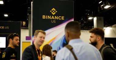 The logo of Binance U.S. is seen at a stand during the Bitcoin Conference 2022 in Miami Beach, Florida, U.S., April 6, 2022. (Reuters Photo)