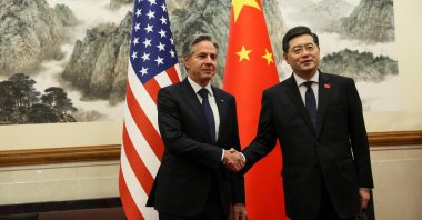 U.S. Secretary of State Antony Blinken (L) shakes hands with China&#039;s Foreign Minister Qin Gang in Beijing, China, June 18, 2023. (Reuters Photo)
