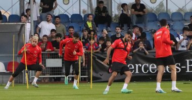 Türkiye national team players practice ahead of their Euro 2024 qualifier match against Wales, Samsun, Türkiye, June 17, 2023. (IHA Photo)
