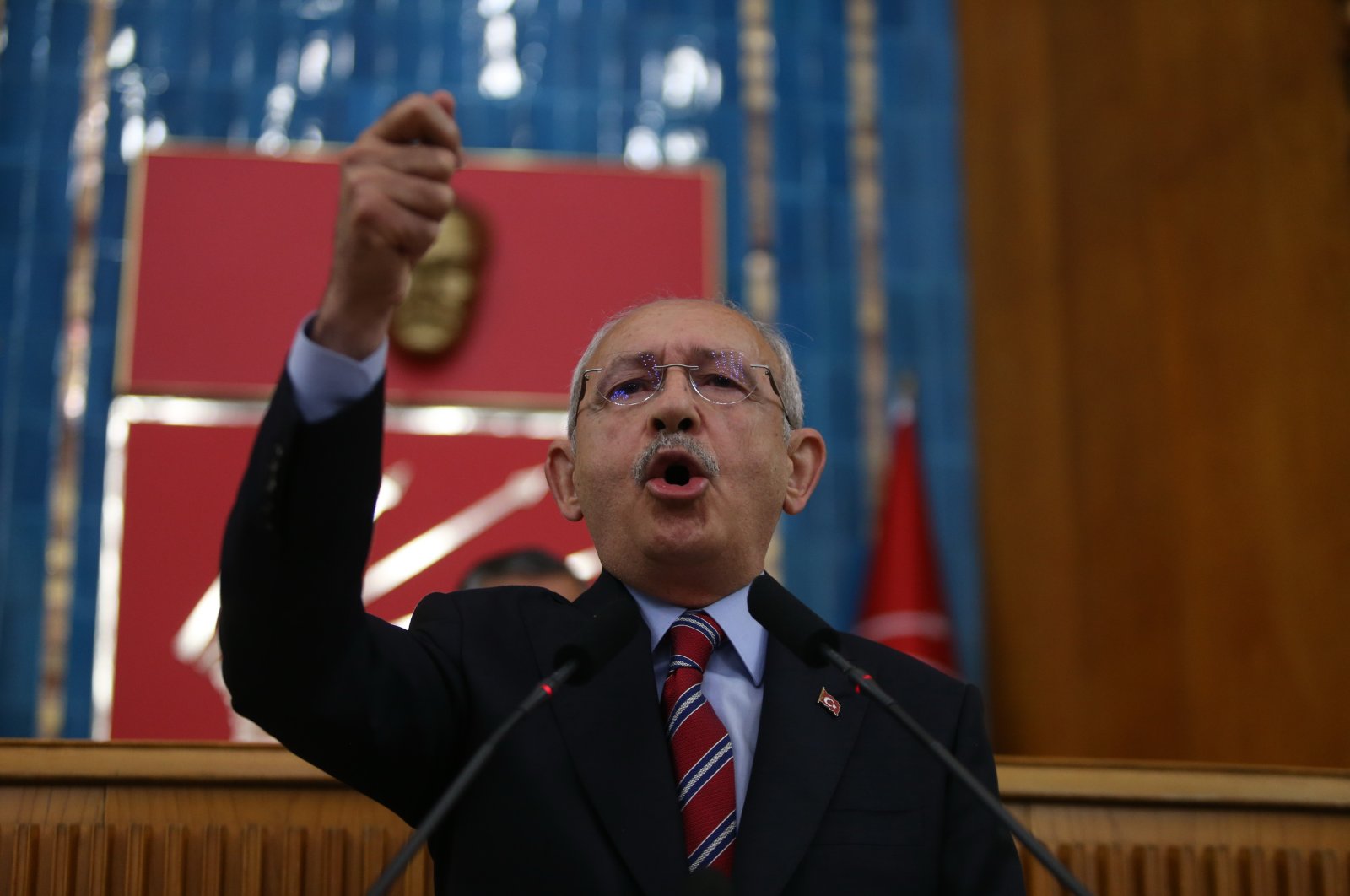 Republican People&#039;s Party (CHP) Chair Kemal Kılıçdaroğlu speaks at his party’s group meeting at Parliament in the capital Ankara, Türkiye, June 13, 2023. (IHA Photo)