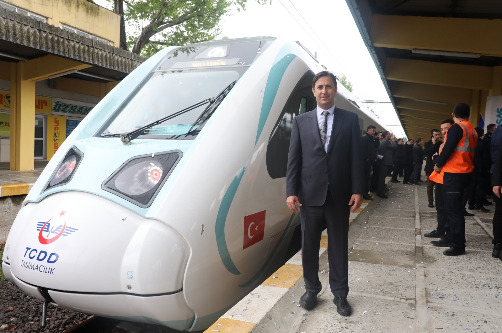 Ufuk Yalçın, general manager of Turkish State Railways (TCDD), poses next to the train, Ankara, Türkiye, June 16, 2023. (AA Photo)