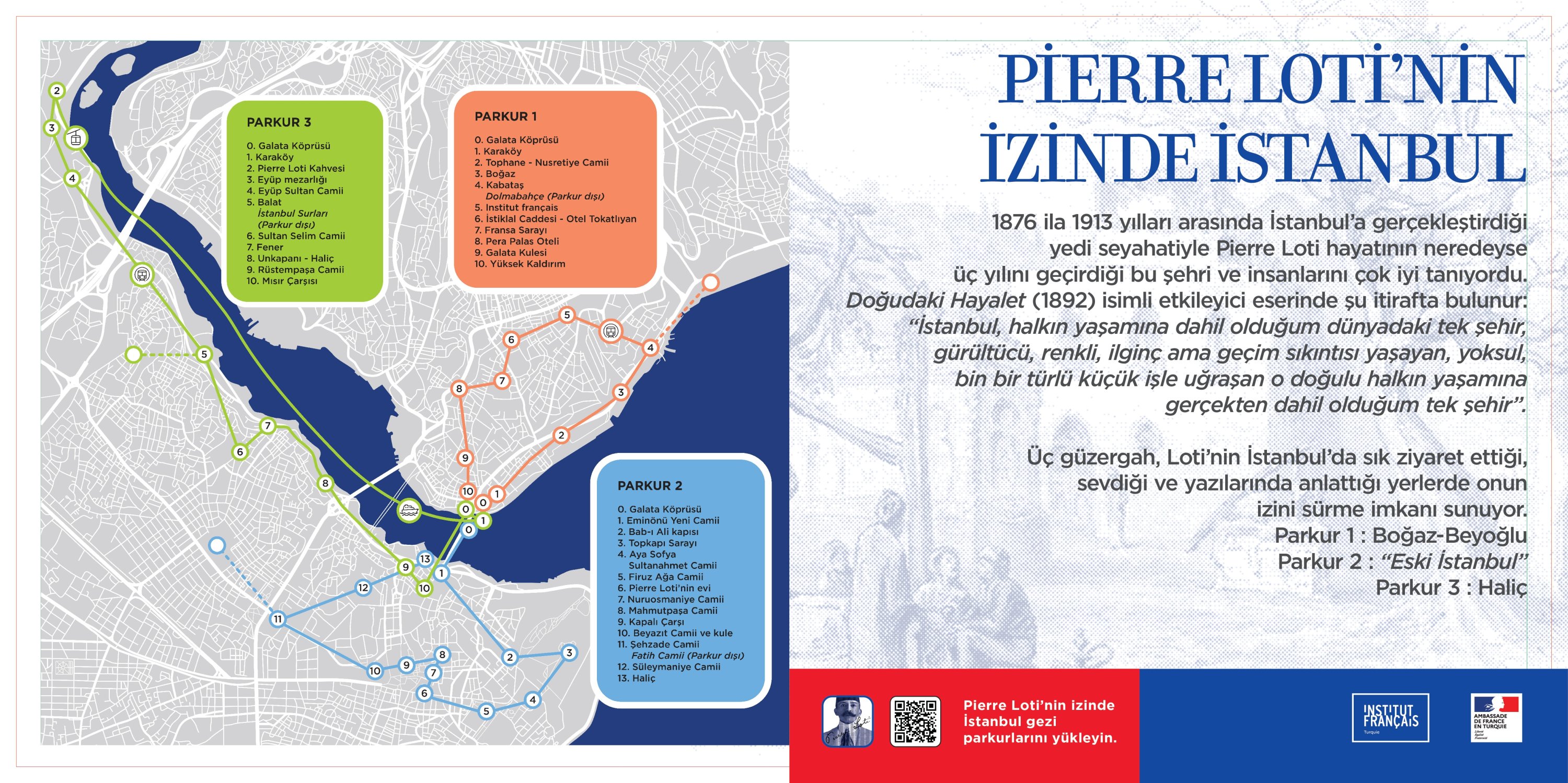 Aplikasi tersebut menunjukkan tiga rute yang dipengaruhi oleh penulis Prancis Pierre Loti selama berada di Istanbul.  (Foto milik Institut français)