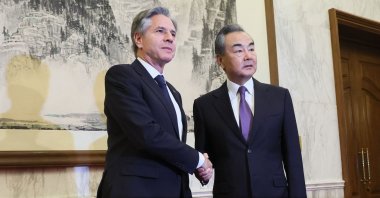 U.S. Secretary of State Antony Blinken (L) shakes hands with China's Director of the Office of the Central Foreign Affairs Commission Wang Yi, Beijing, China, June 19, 2023. (AFP Photo)