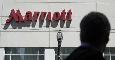 A person walks past the San Francisco Marriott Union Square hotel, in San Francisco, U.S., July 11, 2019. (AP Photo)