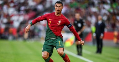 Portugal's forward Cristiano Ronaldo runs with the ball during the UEFA Euro 2024 group J qualification football match between Portugal and Bosnia-Herzegovina at the Luz stadium, Lisbon, Portugal, June 17, 2023. (AFP Photo)