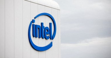 U.S. chipmaker Intel Corp&#039;s logo on their "smart building" in Petah Tikva, near Tel Aviv, Israel, Dec. 15, 2019. (Reuters Photo)