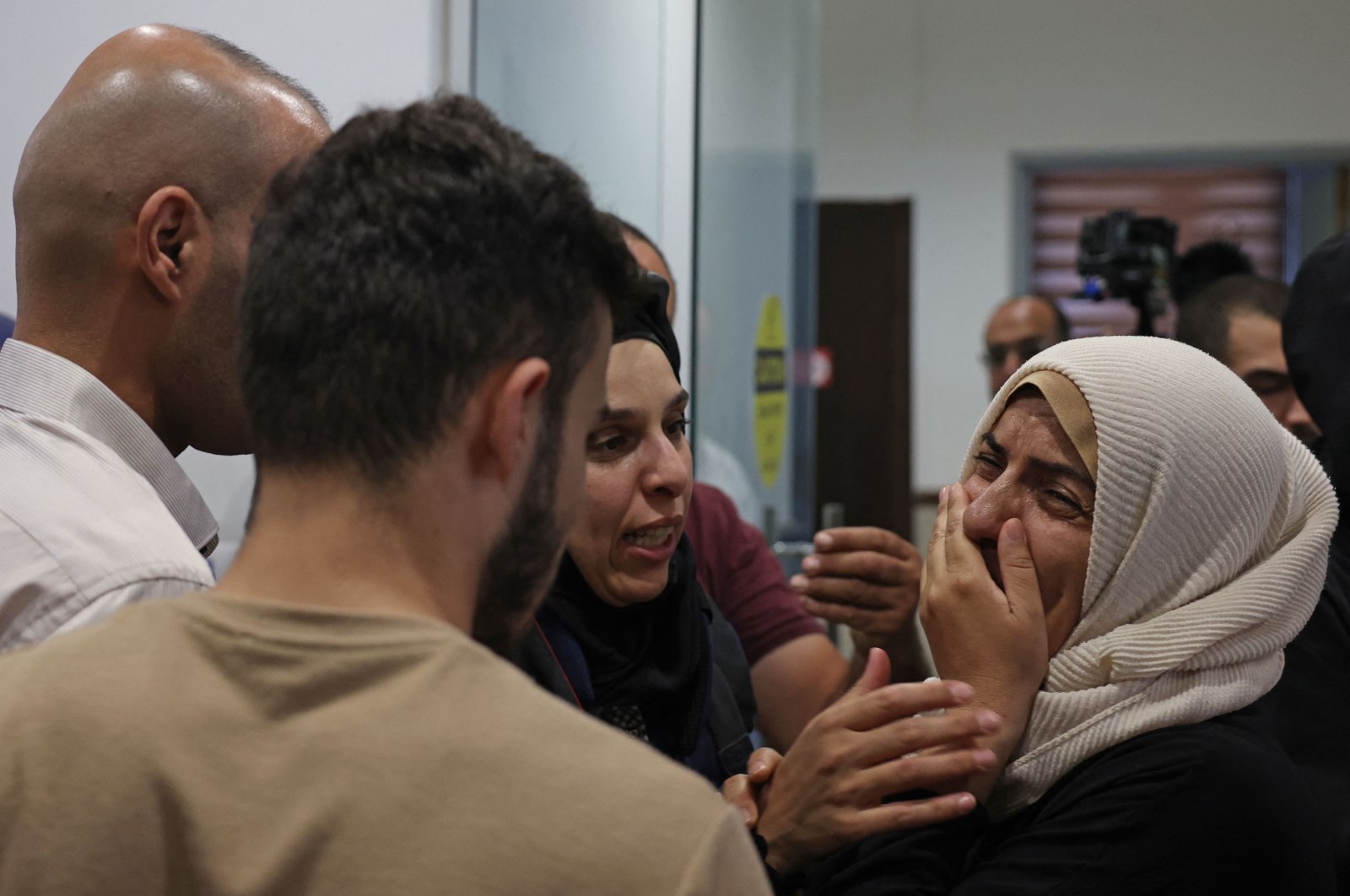 Family members of the slain Palestinians react at a hospital in Jenin in the occupied West Bank, Palestine, June 19, 2023. (AFP Photo)