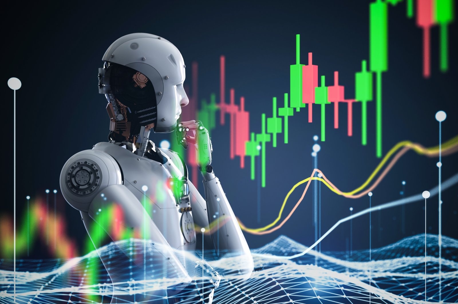 An AI robot analyzes stock market data, June 20, 2023. (Shutterstock Photo)
