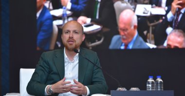 Necmeddin Bilal Erdoğan, chairperson of the board of trustees of the Ilim Yayma Vakfı, speaking at the annual meeting, Istanbul, Türkiye, June 21, 2023. (AA Photo)