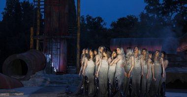 The actors perform at the ancient Greek theater in Syracuse, Sicily, Italy, June 21, 2023. (AA Photo)