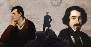 Left to right, illustration shows Lord Byron, Caspar David Friedrich&#039;s &quot;Wanderer above the Sea of Fog,&quot; and Jose de Espronceda. (Wikipedia Photo / Edited by Betül Tilmaç)
