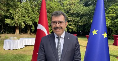 TÜBITAK President Hasan Mandal during his interview with Anadolu Agency (AA), Brussels, Belgium, June 22, 2023. (AA Photo)