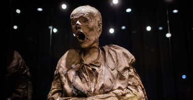 Detail of a mummy at the Sangre de Cristo Museum in Guanajuato, Mexico, June 6, 2023. (AFP Photo)