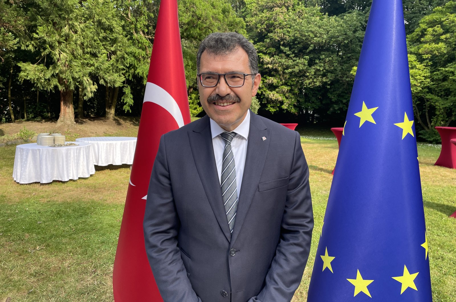 TÜBITAK President Hasan Mandal during his interview with Anadolu Agency (AA), Brussels, Belgium, June 22, 2023. (AA Photo)