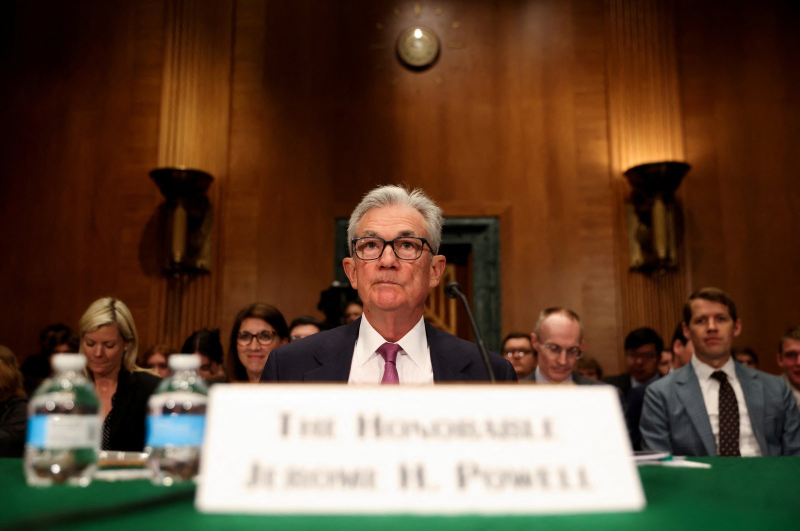 Federal Reserve Governor Jerome Powell testifies at a Senate Banking Housing and Urban Affairs Committee hearing on &quot;The Semiannual Monetary Policy Report to the Congress&quot; on Capitol Hill in Washington, U.S.,  June 22, 2023. (Reuters Photo)