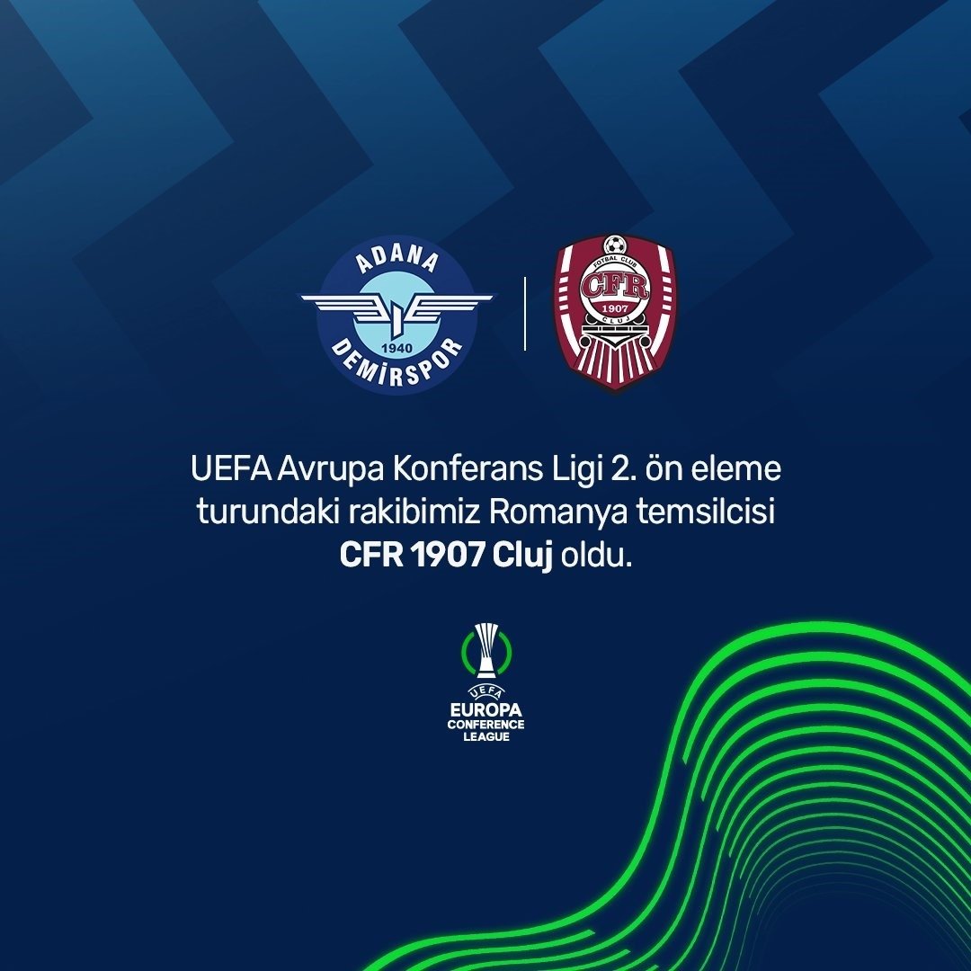 Pengumuman pertandingan kualifikasi putaran kedua UEFA Europa Conference League antara Adana Demirspor dan CFR Cluj.  (Foto IHA)