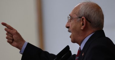The main opposition Republican People's Party (CHP) chair Kemal Kılıçdaroğlu speaks during a party group meeting at the Turkish Grand National Assembly (TBMM), in Ankara, Türkiye, June 13, 2023. (AFP Photo)