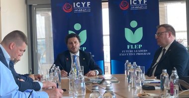 Montenegrin Prime Minister Dritan Abazovic (C) attends the Islamic Cooperation Youth Forum (ICYF) event in Istanbul, Türkiye, June 23, 2023. (Photo by Mehmet Çelik)