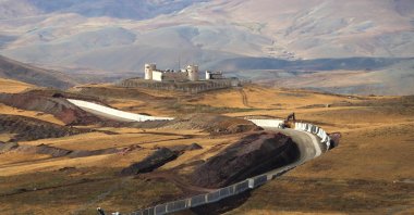 A view of concrete blocks installed on the border, in Van, eastern Türkiye, June 24, 2023. (DHA Photo)