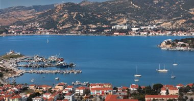 An aerial view shows Old Foça and the Aegean Sea, in Foça, Izmir, Türkiye, March 8, 2021. (Shutterstock Photo)