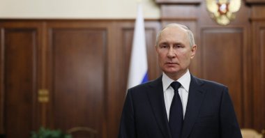 Russian President Vladimir Putin addresses the nation in Moscow on June 26, 2023. (AFP Photo)