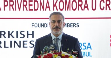 Hakan Fidan speaks at the inauguration ceremony of the Turkish Chamber of Commerce in Montenegro's capital Podgorica, June 26, 2023. (AA Photo)