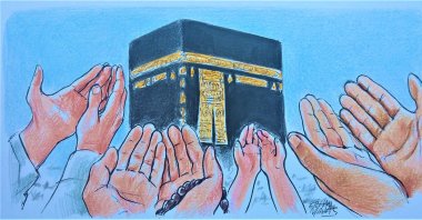 "Calling the Kaaba “the house of God” is the actualization of the first aim, while contemplating God as a being associated with no place is the actualization of the second aim." (Illustration by Erhan Yalvaç)