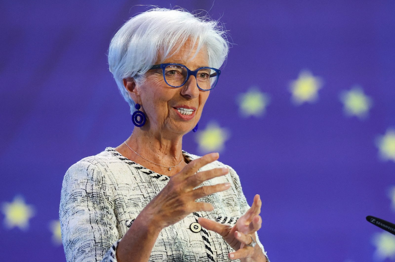 European Central Bank (ECB) President Christine Lagarde gestures while speaking to reporters following the Governing Council&#039;s monetary policy meeting, in Frankfurt, Germany, June 15, 2023. (Reuters Photo)