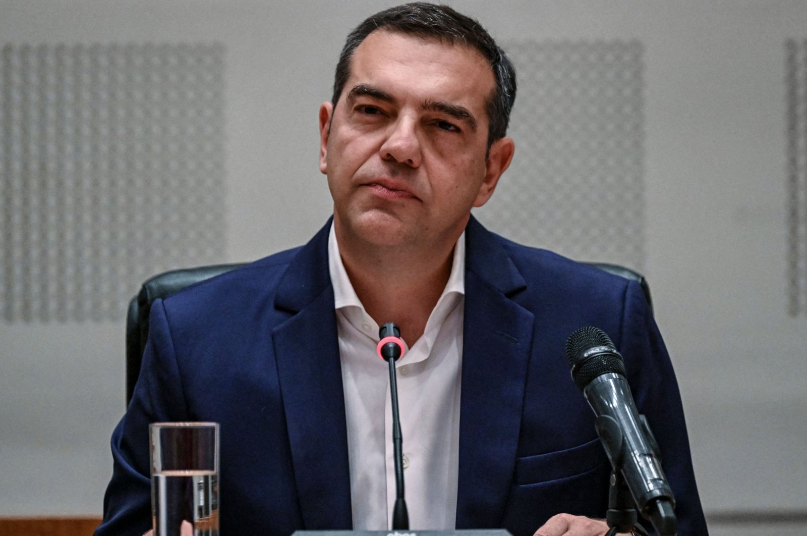 Leader of Greece&#039;s left-wing Syriza party Alexis Tsipras looks on as he delivers a speech declaring his resignation from the leadership of the party in Athens, Greece, June 29, 2023. (AFP Photo)
