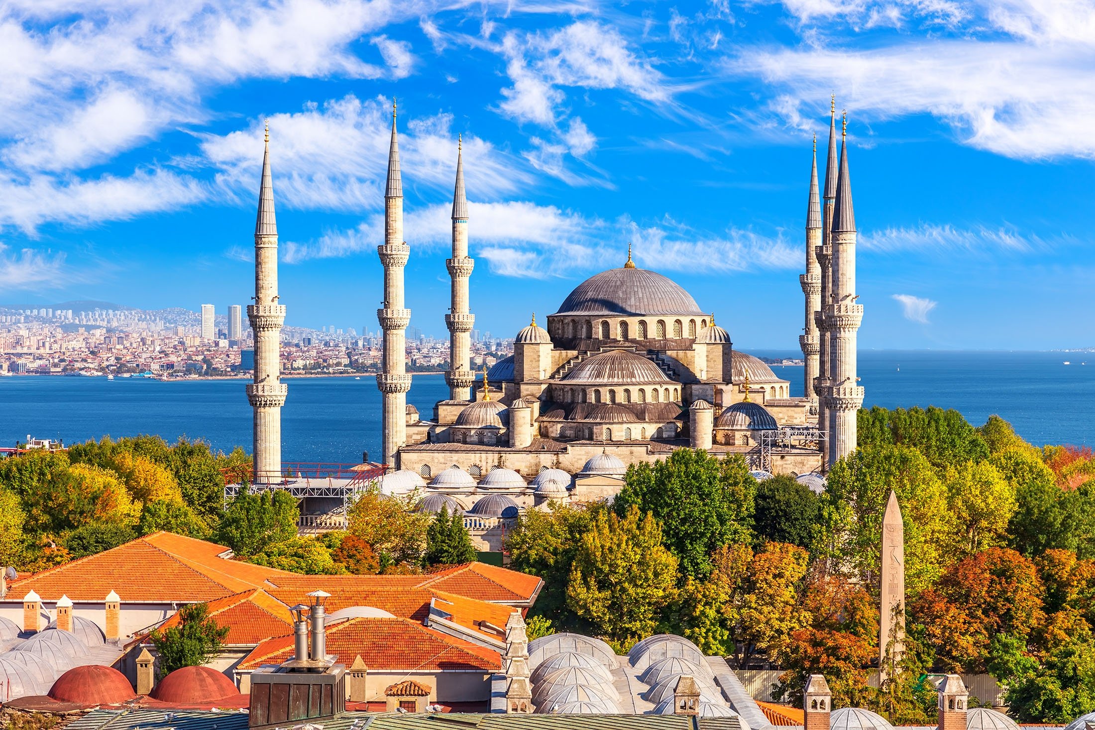 Masjid Biru menghadap Bosporus, di Istanbul, Türkiye.  (Foto Shutterstock)