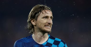 Croatia's midfielder Luka Modric looks on during the UEFA Nations League final football match between Croatia and Spain at the De Kuip Stadium, Rotterdam, Netherlands, June 18, 2023. (AFP Photo)