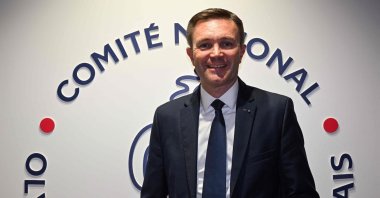 Newly elected French Olympic committee president David Lappartient poses after a press conference, Paris, France, June 29, 2023. (AFP Photo)