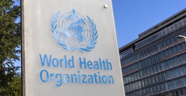 The World Health Organisation (WHO) logo is seen near its headquarters in Geneva, Switzerland, Feb. 2, 2023. (Reuters Photo)