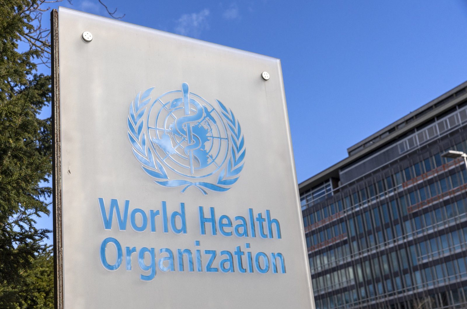 The World Health Organisation (WHO) logo is seen near its headquarters in Geneva, Switzerland, Feb. 2, 2023. (Reuters Photo)