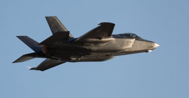 An F-35 fighter jet flies during a graduation ceremony for Israeli Air Force pilots at Hatzerim Airbase, in southern Israel, June 29, 2023. (Reuters Photo)