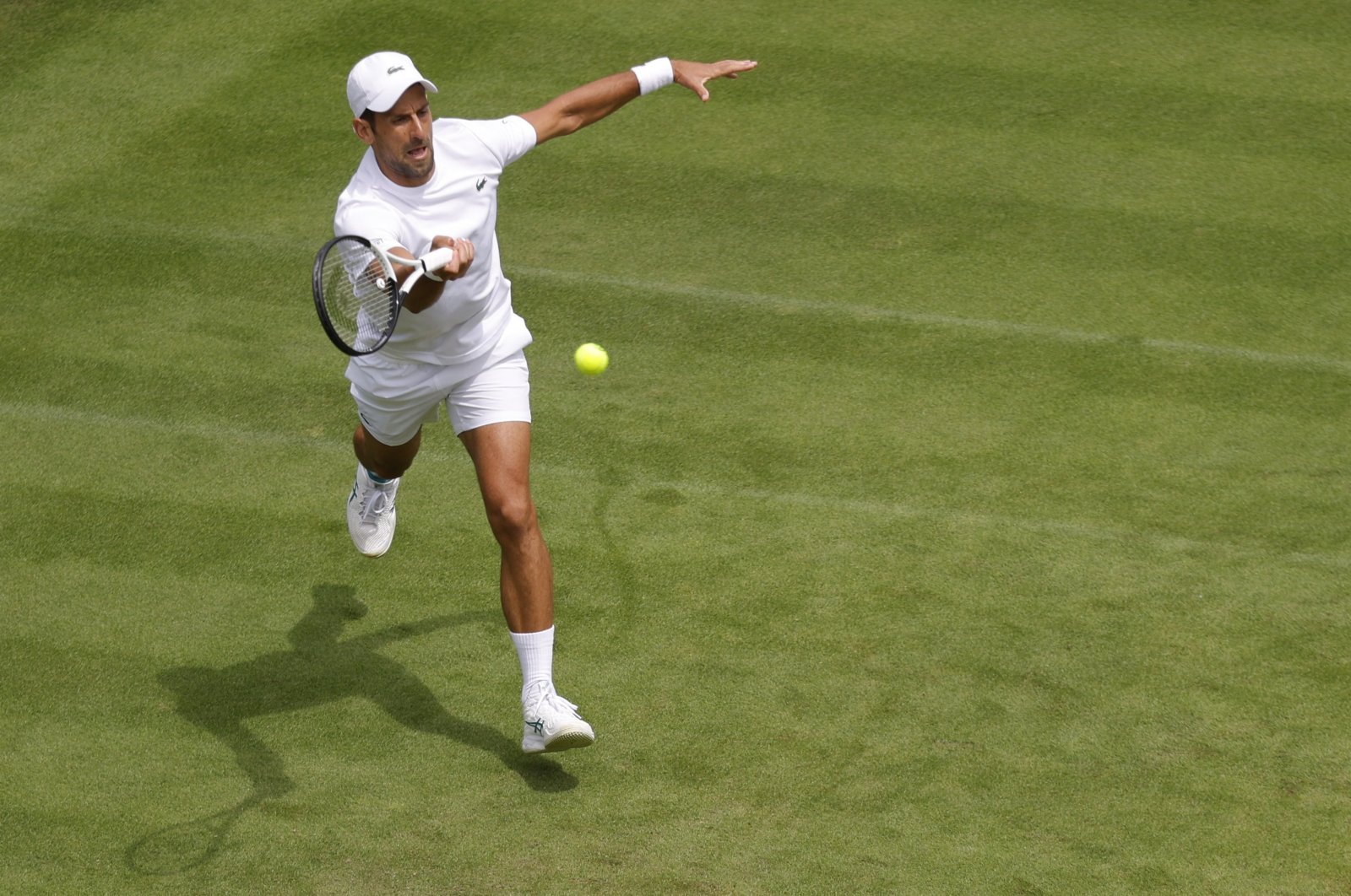 Serbia&#039;s Novak Djokovic in action during practice at the All England Lawn Tennis and Croquet Club, London, U.K., July 1, 2023. (Reuters Photo)