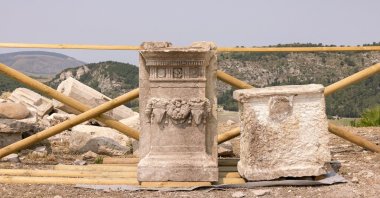 An ancient Greek altar for family worship dating back at least 2,000 years is pictured after it was found in the Sicilian archaeological site of Segesta, Italy, June 29, 2023. (Reuters Photo)
