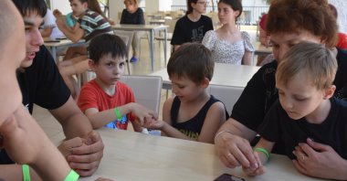 A group of homeless and orphaned children is brought to Antalya after the dam explosion in Ukraine, Türkiye, July 3, 2023. (AA Photo)